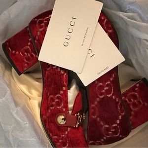 Gucci Red Velvet Loafers